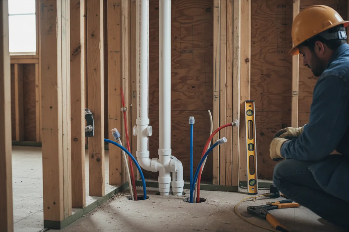 Drain and supply rough-in during Sump Pump Repair in Biloxi