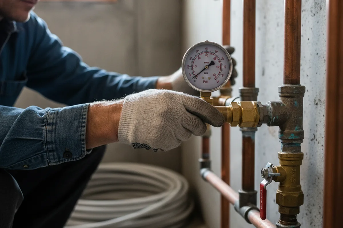 Pressure testing a repaired line during Water Line Repair in Biloxi