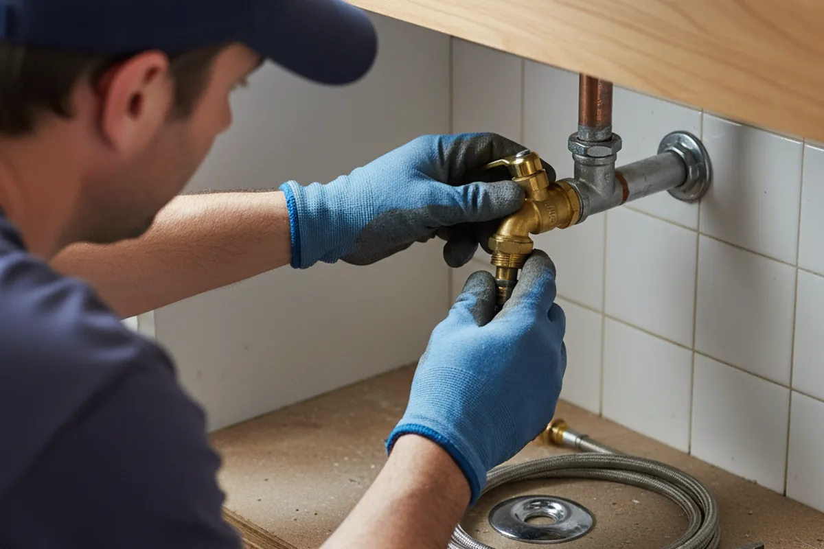 Shutoff valve and fitting work during Burst Pipe Repair in Biloxi